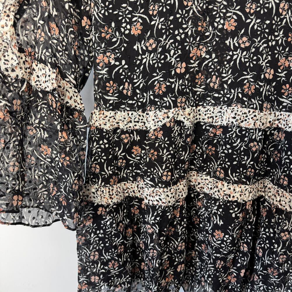 ULLA JOHNSON Essie Floral Ruffle Silk Dress Size 8 - Picture 9 of 9